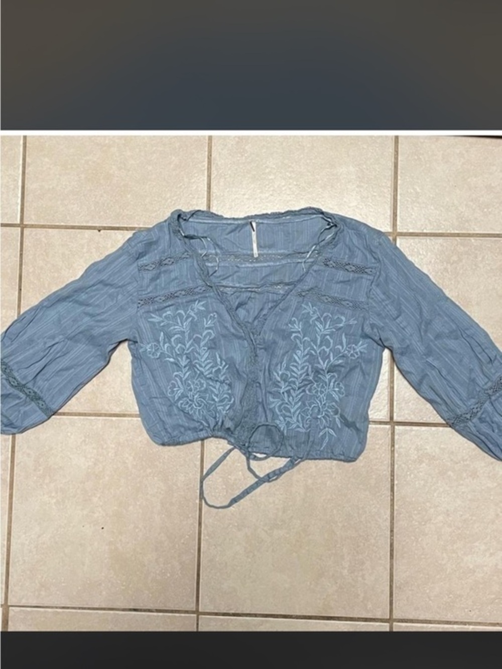 Free People Light Blue Embroidered Women's Top